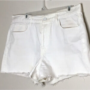 7 For All Mankind Monroe Ivory Cut-Off Jean Shorts Button Fly Size 31